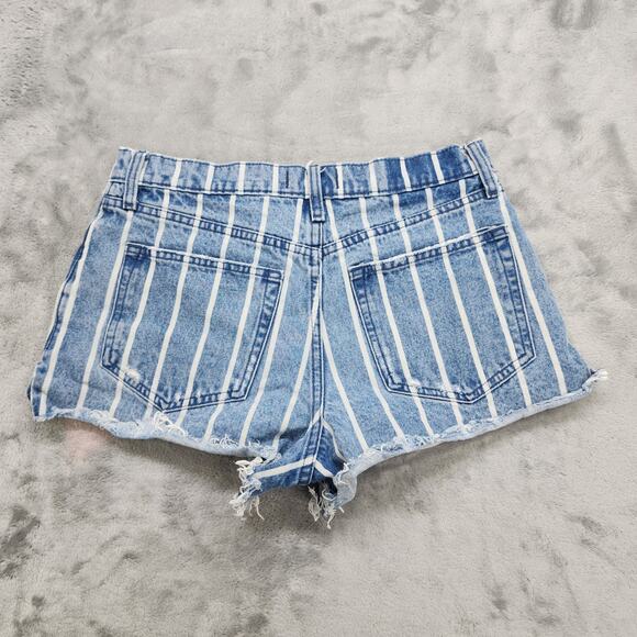Abercrombie & Fitch Shorts Womens 27/4 Blue Striped Annie High Rise Cutoff Denim - Picture 2 of 10